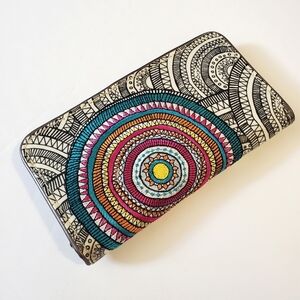 Sakroots - Artist Circle Snap Clutch Slim Wallet B&W Colorful Circle